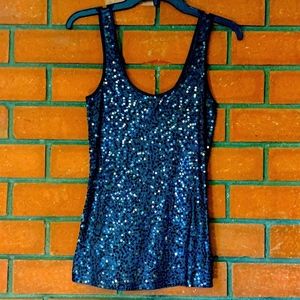 Express -M, Sequined Top, Black, Brand New!